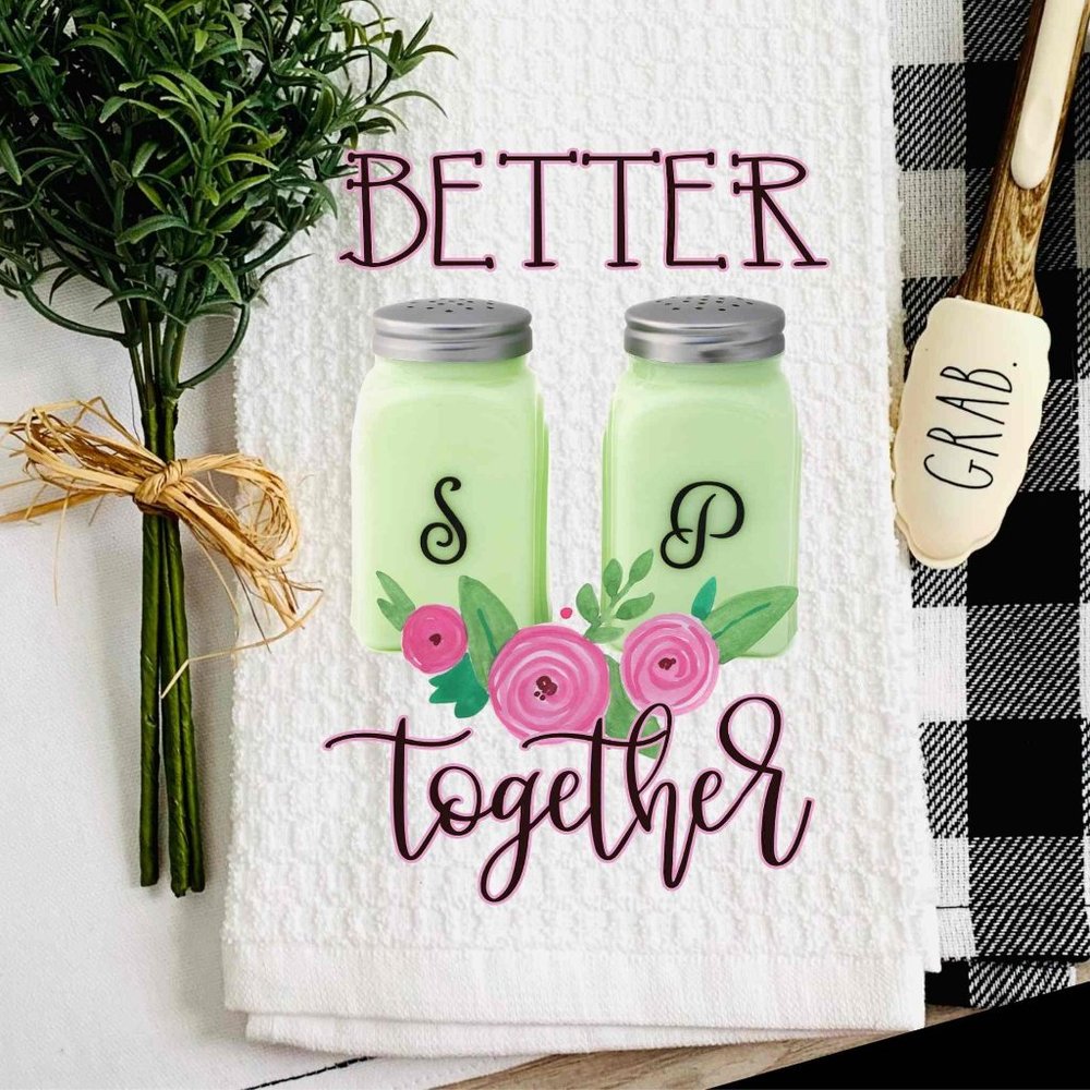 TEA TOWEL-Salt And Pepper Better Together Kitchen Towel-Chicken Towel-Housewarm